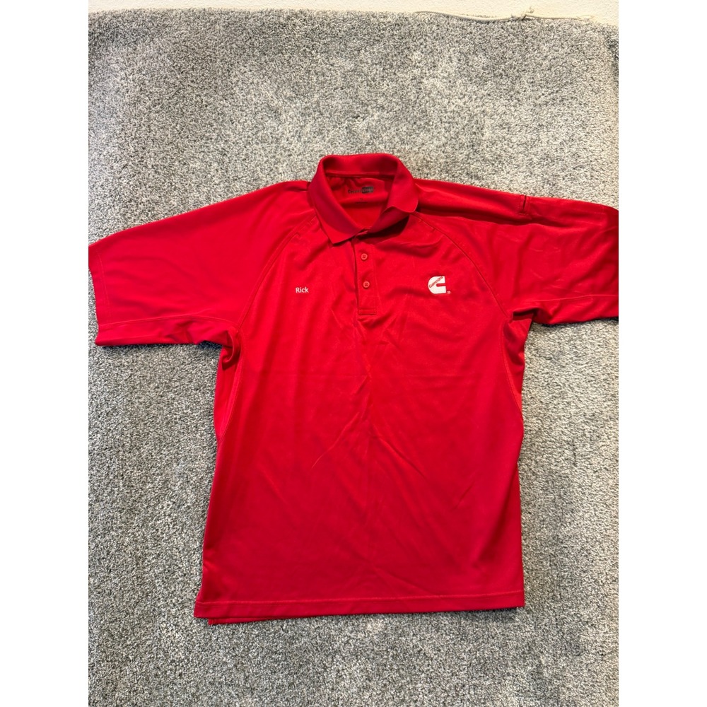 CornerStone Polo Shirt Mens XL Red Cummins Rick Embroidered Work Short Sleeve *